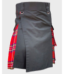  Black Cotton With Royal Stewart Hybrid Kilt