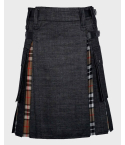 Black Denim & Campbell Tartan Hybrid Utility Kilt 