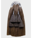 Brown Horse Hair Piper Sporran With 5 Black Tassels,Black Belt, Black Tassels