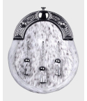 Chrome Celtic Knot Full Dress Natural Calfskin Sporran with Chain