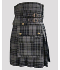 Clan Granite Grey Tartan Utility Kilt

