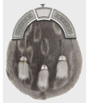 Grey Sealskin Sporran with Antique Celtic Knot Design Cantle