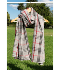 Red Grey Charcoal Tartan Cashmere/Wool Stole