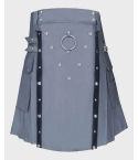Leather Straps  Grey Utility Kilt