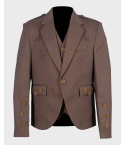 Light Maroon Wool Tweed Argyle Jacket & Vest Set,Maroon Jacket