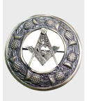 Masonic Crest Fly Plaid Brooch With Thistle Ring
