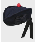 Plain Black Scottish Hat With Red Pom