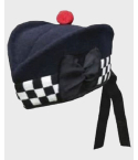 Pure Wool Navy Blue Diced Black & White Glengarry Hat